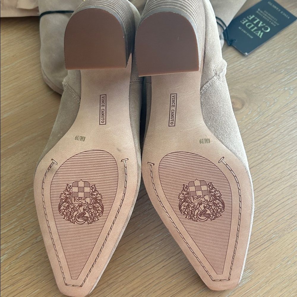 Vince Camuto Casey Boot Knee High Beige Suede Block Heel Size 8, NWT, no box - Picture 6 of 8